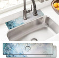 Sink Faucet Absorbing Mat, 2 Pack Drying Mat Around Faucet Sink Splash Guard Behind Faucet Sinkmat For Kitchen Bathroom Island Rv 24 * 5.5 Inch (60 * 14 cm) by BathtubMat