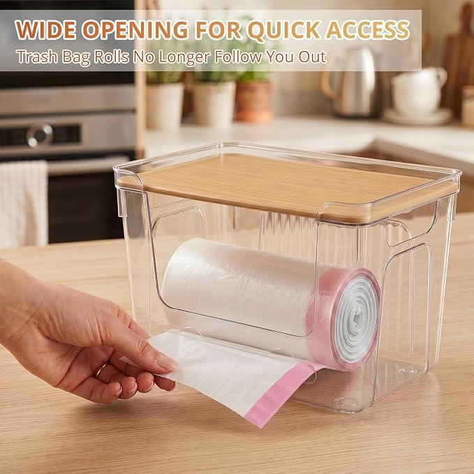 CANTAMI Plastic Trash Bag Dispenser with Lids, Stackable, 4Pack, 2XL+2S | Clear Trash Bag Organizer for Kitchen, Laundry Room, Under Sink Organization and Storage - Image 4