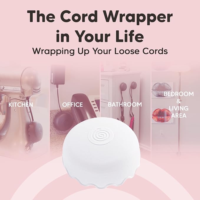 2-Pack Patented Heat-Resistant Cord Organizer for Appliances, Kitchen, Computers & More | Stick-On Cord Wrappers with Flexible Base, Secure Scalloped Edge, White (3 x 1.5 Inches) - Image 6