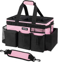 SCAVATA Wearable Cleaning Caddy Bag, Cleaning Caddy Supplies Organizer with Handle & Shoulder Straps for Housekeepers, Under Sink & Car Cleaning Tool Organizers with 4 Foldable Divider (SweetPink) by Tidyyourlife