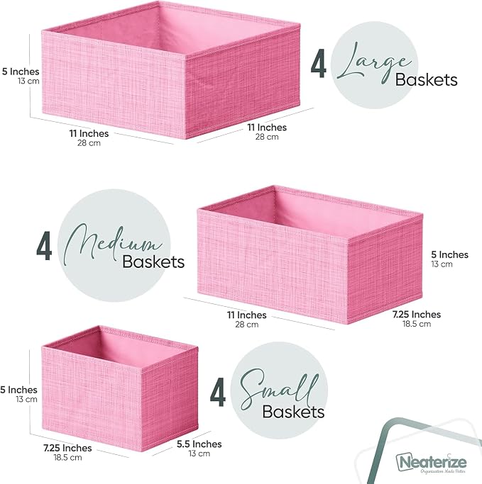 Drawer Organizer Set of 12 Pink - Nursery, Bedroom, Closet Organizer & Storage - Image 2