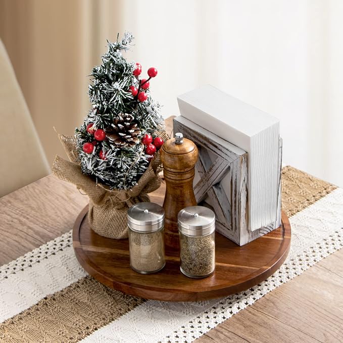 ANBOXIT Lazy Susan Organizer for Table, 10 Inch Wooden Lazy Susan Turntable | for Cabinet, Acacia Wood Turntable Kitchen Spice Rack (1 Pack) - Image 7