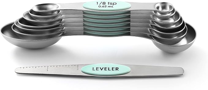 Spring Chef Stainless Steel 8 Magnetic Measuring Spoons for Kitchen, Mint | Dual Sided Metal Teaspoon & Tablespoon Measuring Spoons with Leveler for Dry & Liquid Ingredients, Nesting, Dishwasher Safe - Image 8