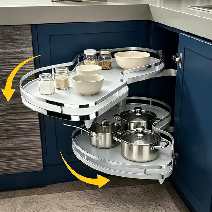 Blind Corner Cabinet Pull Out Organizer, for Door Opening 14.2"-16.1" / Cabinet Internal Width ≥29.9" / Depth ≥18.9" / Height 23.6"-29.5", Left/Right Adjustable Magic Corner Storage (Lift Pull Out) by Unknown