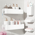 Nieifi Adhesive Shower Shelves, White, 5 Pieces | Rustproof ABS, Large Capacity, Removable Design, Easy-Clean, No Drilling Shower Organizer for Bathroom Storage & Home Decor by Nieifi