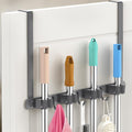 Broom Holder Over The Door with Hooks -304 Stainless Steel (Space grey) | Save Space, Anti-Rust & Sturdy, Mop and Broom Holder Wall Mounted or Hanging Over The Door, for Garage Laundry Kitchen by PrimZootyDesign