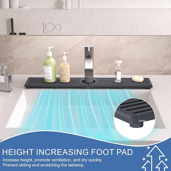 Kitchen Faucet Mat, Diatomite Sink Faucet Mat Splash Guard for Kitchen, Water Absorbing Stone Tray for Sink, Quick Drying Faucet Mat for Kitchen Sink, Absorbent Stone Drying Tray for Bathroom Counter - Image 9