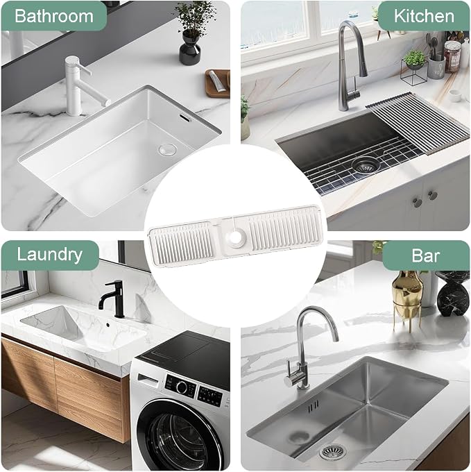 24 Inch Upgraded Draining Mat Folding faucet Mat for Bathroom Sink Splash Guard 7° Slope with Button Lock Water Draining Pad for Kitchen Bathroom Bar(Beige) - Image 7