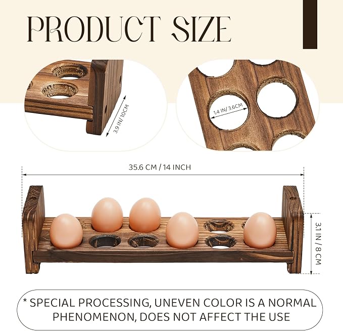 Wooden Egg Holder for Countertop 3 Layer Rack for 36 Eggs Stackable Storage Tray Organizer Rustic Home Kitchen & Country Decor Uneven Color Crafts, Need to Assemble - Image 4