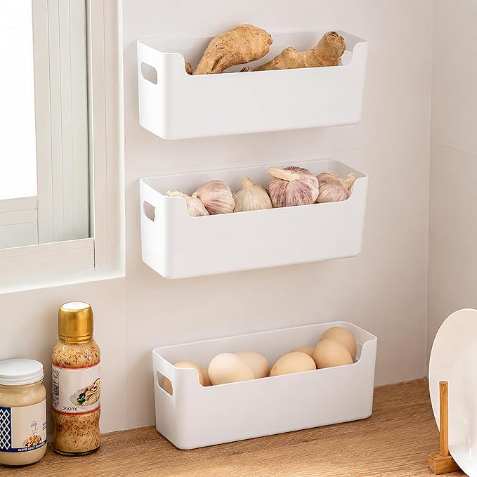 3 Pcs Kitchen Cabinet Door Organizer, Adhesive Mount Inside Cabinet Door Storage, Under Sink Storage Shelf for Kitchen,Bathroom,Office (White) - Image 3