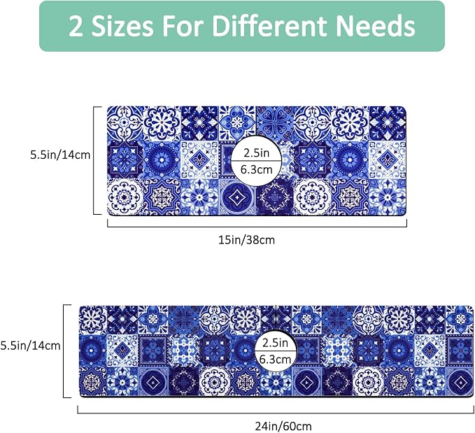 Kitchen Sink Splash Guard Faucet Mat 24" X 5.5" Talavera Mexican Tiles Absorbent Fast Drying Mat Faucet Draining Mat Sink Splash Guard Behind Faucet Drip Catcher for Kitchen Bathroom - Image 2