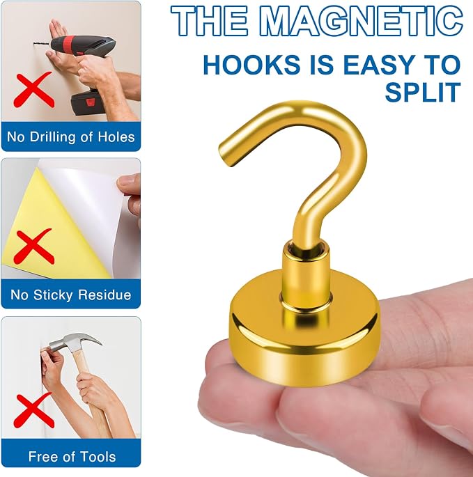 LOVIMAG Magnetic Hooks, Cruise Essentials 2026, 12 Pack-130LBS | Heavy Duty Strong Magnet Hook for Cruise Cabin, Refrigerator Fridge, Ship, Classroom, Kitchen Grills, Yellow - Image 6