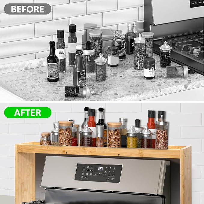 Over the Stove Spice Shelf for Kitchen,33" Over Stove Spice Rack Organizer | Stove Top Shelf, Stove Shelf for Back of Stove,Above Stove Shelf Spice for Kitchen - Image 2