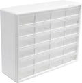 Akro-Mils 24-Drawer Plastic Storage Cabinet, 20" W x 6" D x 16" H, White | Plastic Cabinet w/ Drawers for Garage Organization, Beads, Building Bricks Storage, Teacher Toolbox, Makeup Organizer, 10124 by Akro-Mils