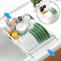 Kitsure Dish Drying Rack for Kitchen Counter, 12.2''W x 15.7''~23''L, White | Stainless Steel Sink Organization, Cutlery Holder, Home and Appartment Decor by Kitsure