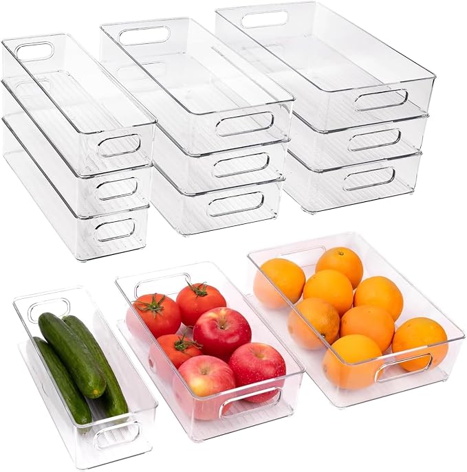 9 Pack Refrigerator Organizer Bins | 3 Sizes Clear Pantry Storage with Handles for Fridge, Freezer, Shelves, Drawer, Bins, Snack Organizer for Home & Kitchen by ZHOHO+TANT