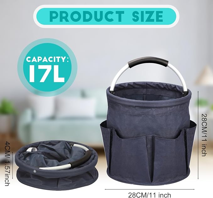 17L Cleaning Caddy for Cleaning Supplies with Handle,Cleaning Supplies Organizer Bucket for Home Garden - Image 3