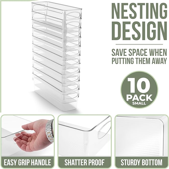 Sorbus 10-Pack Small Clear Plastic Organizing Bins – Clear Bins for Organizing, Refrigerator Organizers, Fridge Organizer, Pantry Storage, Kitchen Organizer, and Pantry Organizers and Storage Bins - Image 2
