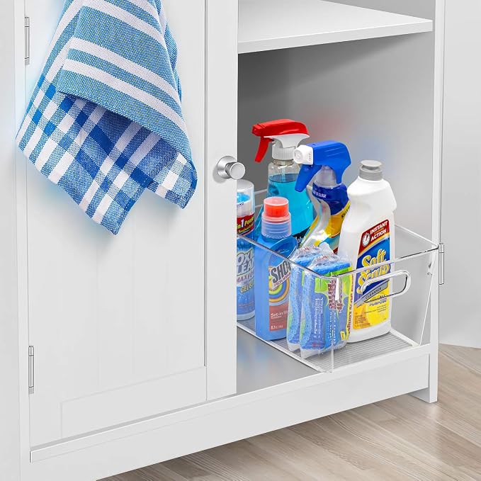 Sorbus 4 Pack Medium Clear Plastic Storage Bins, Clear Organizer Bins with Handle for Kitchen, Pantry, Cabinet, Refrigerator, Craft, Toys, Clothes, Closet, Under Sink, Bathroom Organizers and Storage - Image 2