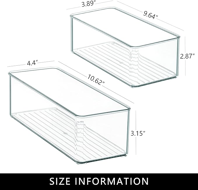 Qilinba 8 PACK Drawer Organizers Deep Drawer Organizer Bins | Clear Silverware Organizer, Stackable Storage Bins for Bathroom, Pantry, Office, Vanity, Desk - Image 2
