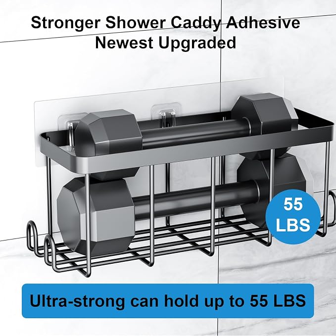 20 Pack Shower Caddy Adhesive Replacement, Waterproof Shower Shelf Adhesive Strips, Strong Flat Hooks for Bathroom Storage Shelves and Kitchen Racks No Drilling, Clear - Image 3