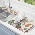 Dish Drying Mat for Kitchen Counter Matt, 2PCS 24"x18" Dish Drainer Mat & 24"x5.5" Sink Splash Guard, Super Absorbent Non-slip Rubber Backed by Kuyig+Home