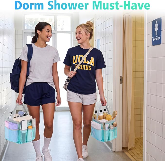EUDELE Mesh Shower Caddy Portable, 8-Pocket Large Capacity, Quick Dry, Easy Clean, for Beach, Swimming, Gym, Travel - Image 2