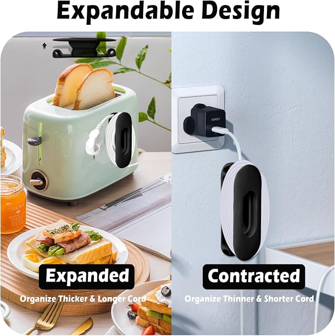 Upgraded Silicone Cord Organizer for Kitchen Appliances, 3 Pack, Black | Stick-On Power Cord Wrapper for Mixers, Coffee Makers & Pressure Cookers, Durable Wire Holder & Cable Management Solution - Image 3