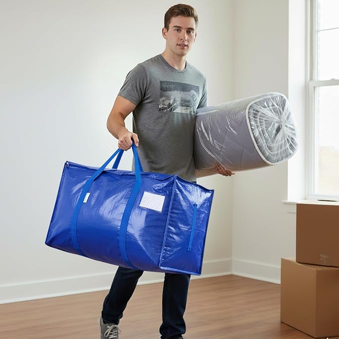 TICONN 16 Pack Extra Large Moving Bags Heavy Duty with Zippers & Carrying Handles, Durable Storage Bags Moving Boxes for Closet Organizers and Storage (16 Pack, Blue) - Image 7