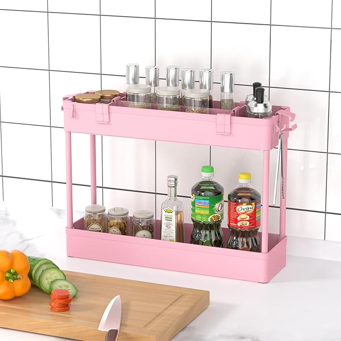 Slim Storage Cart 4 Tier,Bathroom Organizer Rolling Utility,Mobile Shelving Unit Slide Out for Office, Kitchen, Laundry Room & Narrow Places,Pink - Image 6