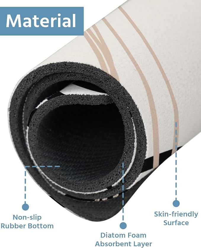 Patterned Sink Faucet Mat Kitchen Splash Guard Super Absorbent Drying Mat, Non-Slip Drain Pad for Kitchen Counter or Bathroom-15x5.5in - Image 4