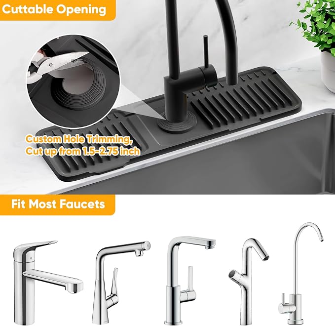 17.7'' Folding Faucet Mat for Kitchen Sink Splash Guard[7° Slope Fast Self-draining][Snap Lock Fit] Kitchen Sink Faucet Mat Splash Guard Kitchen Sink Area Water Splash Guard Behind Faucet Draining Mat - Image 7