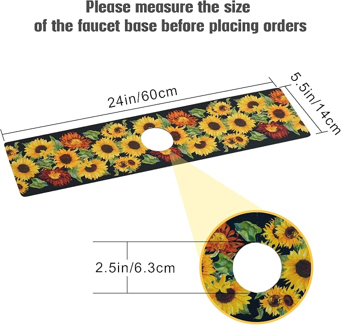 Sink Faucet Absorbing Mat, 2 Pack Drying Mat Around Faucet Sink Splash Guard Behind Faucet Sinkmat For Kitchen Bathroom Island Rv 24 * 5.5 Inch (60 * 14 cm) - Image 4