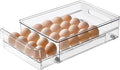 24 Capacity Egg Holder for Refrigerator Organizer Bins, BPA Free Egg Storage Container with Non-Slip Pads, Space-Saving Egg Tray for Fridge Drawer by vacane