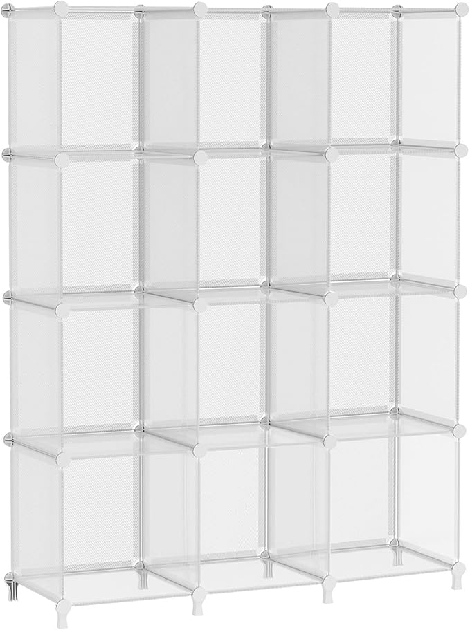 AWTATOS Closet Organizers, 12 Cube Storage Organizer, Transparent Twill | Portable Closet Organizers Storage Shelves, DIY Stackable Plastic Clothes Organizer Shelving for Home, Bedroom by AWTATOS