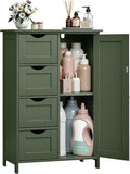 VASAGLE Storage Cabinet with Drawers, Freestanding Floor Cabinet with Door, 11.8 x 21.7 x 32.3 Inches, Adjustable Shelf, for Bathroom, Living Room, Kitchen, Forest Green ULHC041CH01S by Unknown