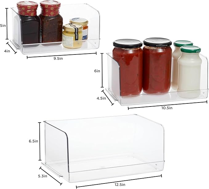 SIMPLEMADE Clear Refrigerator Organizer Bins - Clear Bins for Fridge, Containers for Fridge and Freezer, Multipurpose Storage for Kitchen, Office, Bathroom, Pack of 3 (Design 1) - Image 5