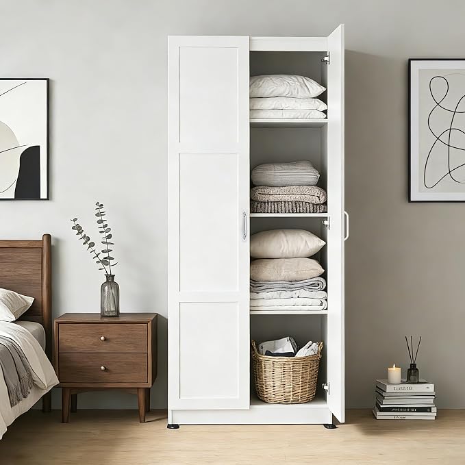 DUMOS Tall Storage Cabinet with Doors and Shelves, Kitchen Pantry Cabinet | 71'' Wood Storage Freestanding Wooden Cabinets for Bedroom, Pantry, Home Office, Dining Room & Living Room, White - Image 8