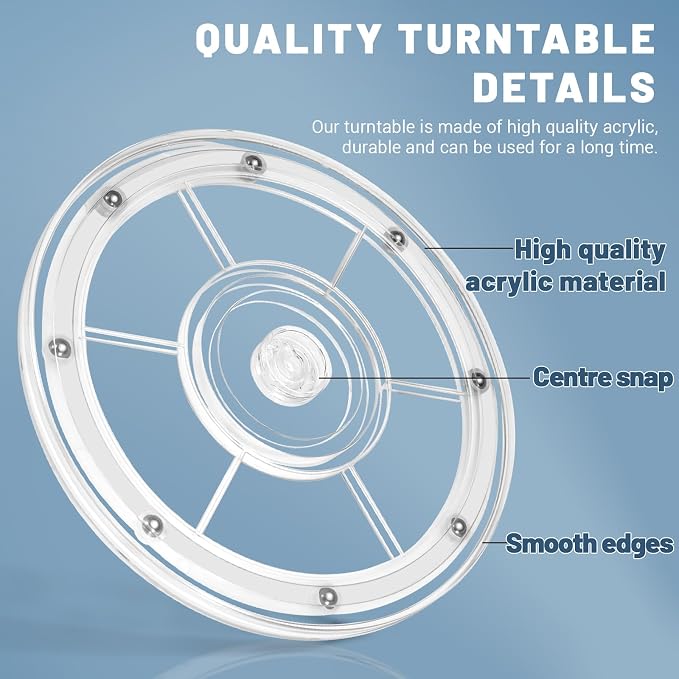 8 Inch Plastic Lazy Susan Turntable, 360° Small Clear Turntable Organizer, Transparent Ball Bearing Rotating Swivel Spinning Tray Plate for Refrigerator Table Spice Cake - Image 3