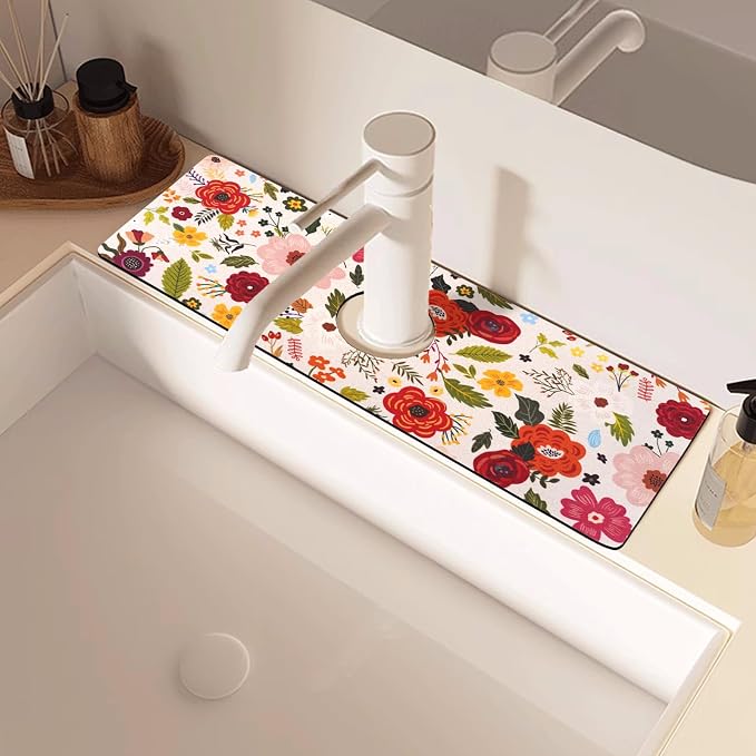 Sink Faucet Absorbing Mat, 2 Pack Drying Mat Around Faucet Sink Splash Guard Behind Faucet Sinkmat For Kitchen Bathroom Island Rv 15 * 5.5 Inch (38 * 14 cm) - Image 6