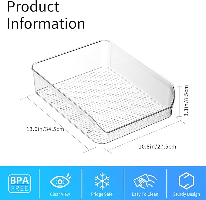 2 Pack Water Bottle Organizer Refrigerator Organizer Bins and Clear Storage Bins for Fridge, Freezer, Cabinet, Cupboard, Pantry Shelf, BPA-Free - Image 2