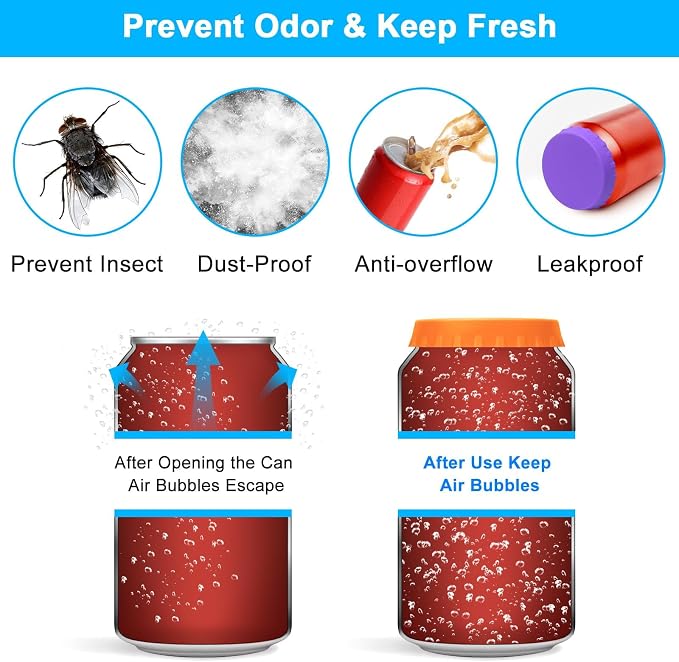 Silicone Soda Can Cover Lids, 12 Pack Reusable Soda Can Lids Beer Can Covers Pop Can Covers, BPA Free Silicone Can Cover, Stopper and Protector for Beer, Beverage, Juice, Fits Standard Cans - Image 3