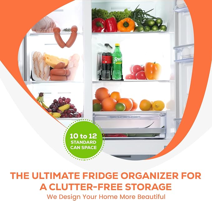 Upgraded Premium Drink Organizer for Fridge. Ultra Space Saving Soda Can Organizer for Refrigerator with Larger Stopper Height and Automatic Pusher with Locking Feature. Holds 10 Cans (2 Rows, Black) - Image 7