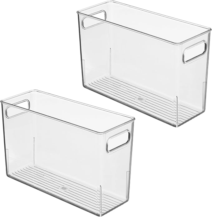 iDesign Tall Plastic Storage Bin with Handles, Set of 2, Clear | For Fridge or Freezer, Made in USA - Image 9
