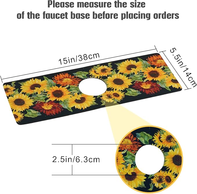 Sink Faucet Absorbing Mat, 2 Pack Drying Mat Around Faucet Sink Splash Guard Behind Faucet Sinkmat For Kitchen Bathroom Island Rv 15 * 5.5 Inch (38 * 14 cm) - Image 4