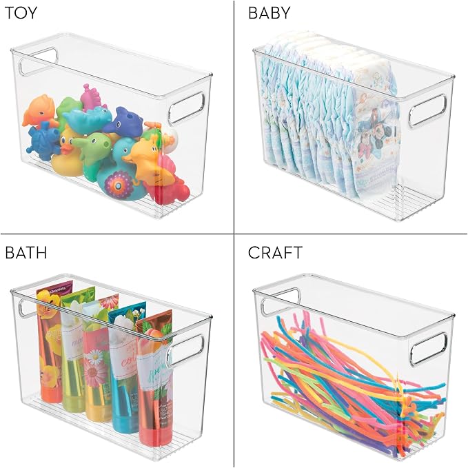 iDesign Tall Plastic Storage Bin with Handles, Set of 4, Clear | For Fridge or Freezer, Made in USA - Image 7