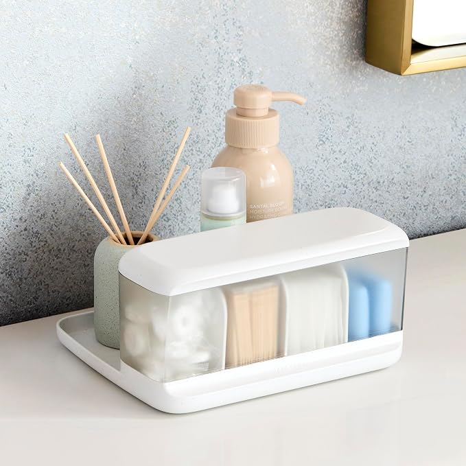 YouCopia HideAway Counter Caddy, Bathroom Vanity Countertop Organizer Tray with Adjustable Dividers and Lid - Image 8