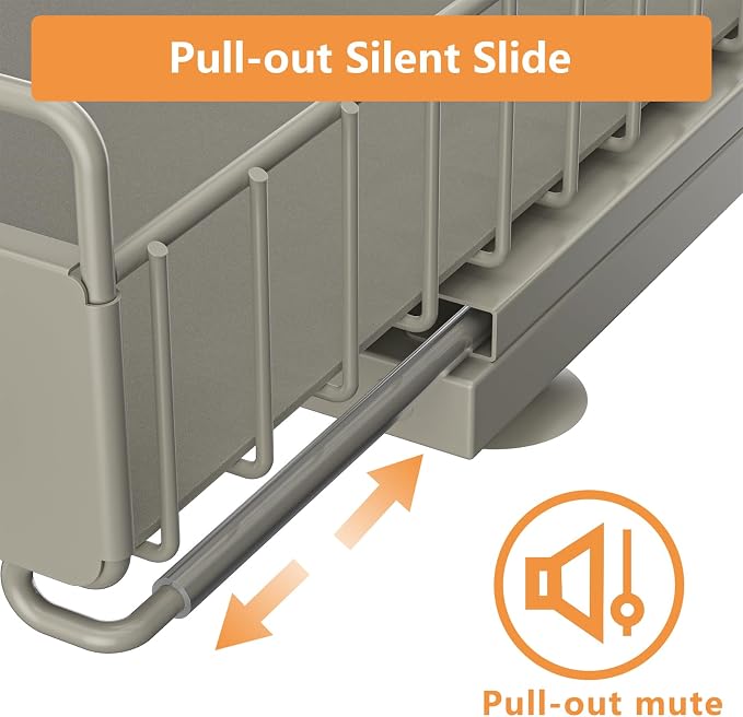 Under Sink Organizer, 2 Packs Under Sink Organizers and Storage, Slide Out Pull Out Cabinet Organizer Shelf with Metal Drawers for Kitchen Bathroom Pantry, Gray - Image 3