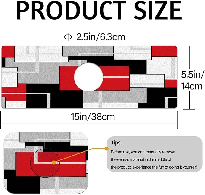 MCALK Geometric Red Kitchen Sink Faucet Mat Splash Guard, Absorbent Quick-Dry Kitchen Sink Mat - Ideal for Splash Guard & Drip Catching with Modern Art Decor( 1pc 15"x5.5") - Image 5