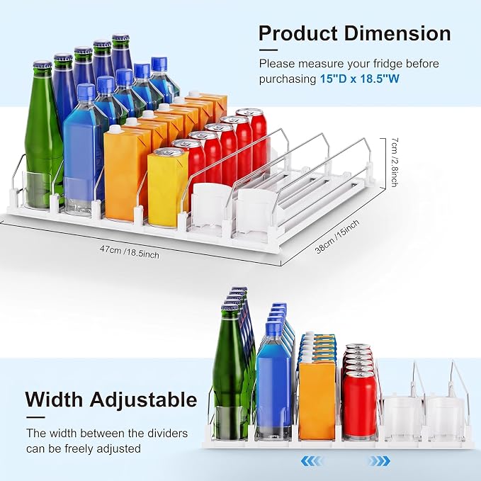 Dayacoco Drink Organizer,Soda Drink Dispenser For Fridge,Fridge Can Drink Organizer,12oz 16oz 20oz-Soda Automatic Dispenser For Fridge And Adjustable Width-Holds Up To 30 Cans,6 Rows - Image 6